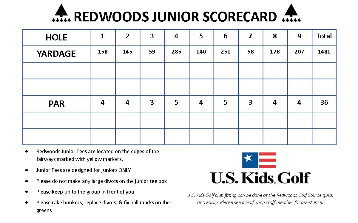 Junior Scorecard 2 - Redwoods golf course 